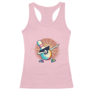 Dabbing Bowling Pin Racerback Tank Top Funny Player Gift TS12 Light Pink Print Your Wear