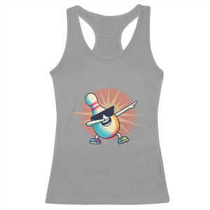 Dabbing Bowling Pin Racerback Tank Top Funny Player Gift TS12 Sport Gray Print Your Wear