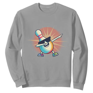 Dabbing Bowling Pin Sweatshirt Funny Player Gift TS12 Sport Gray Print Your Wear