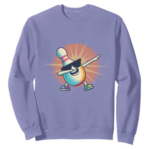 Dabbing Bowling Pin Sweatshirt Funny Player Gift TS12 Violet Print Your Wear