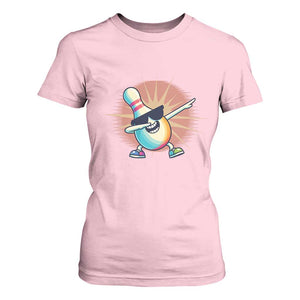Dabbing Bowling Pin T Shirt For Women Funny Player Gift TS12 Light Pink Print Your Wear