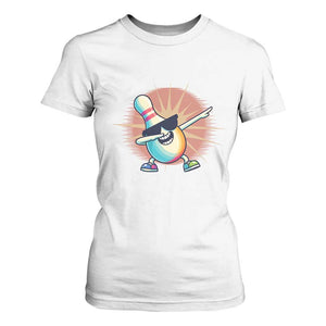 Dabbing Bowling Pin T Shirt For Women Funny Player Gift TS12 White Print Your Wear