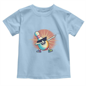 Dabbing Bowling Pin Toddler T Shirt Funny Player Gift TS12 Light Blue Print Your Wear