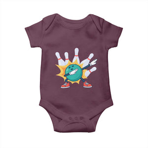 Funny Bowling Ball Dab Baby Onesie Sports Lover Gift TS12 Maroon Print Your Wear