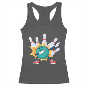 Funny Bowling Ball Dab Racerback Tank Top Sports Lover Gift TS12 Dark Heather Print Your Wear