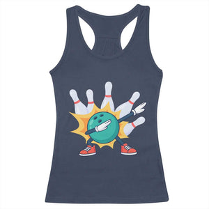 Funny Bowling Ball Dab Racerback Tank Top Sports Lover Gift TS12 Navy Print Your Wear