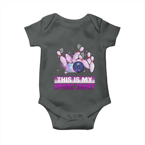 Funny Bowling Lover Baby Onesie This Is My Spare Shirt Quote TS12 Dark Heather Print Your Wear