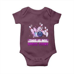 Funny Bowling Lover Baby Onesie This Is My Spare Shirt Quote TS12 Maroon Print Your Wear
