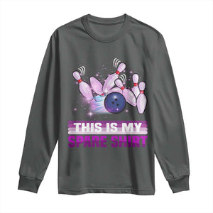 Funny Bowling Lover Long Sleeve Shirt This Is My Spare Shirt Quote TS12 Dark Heather Print Your Wear