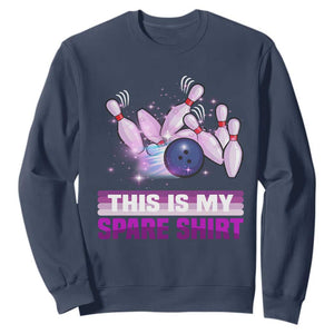 Funny Bowling Lover Sweatshirt This Is My Spare Shirt Quote TS12 Navy Print Your Wear