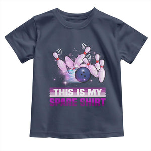 Funny Bowling Lover Toddler T Shirt This Is My Spare Shirt Quote TS12 Navy Print Your Wear