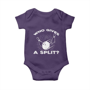Funny Bowling Team Gift Baby Onesie Who Gives A Split Quote TS12 Purple Print Your Wear