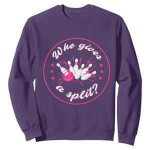 Funny Bowling Quote Sweatshirt Who Gives A Split For Women TS12 Purple Print Your Wear