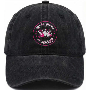 Funny Bowling Quote Washed Cotton Baseball Cap Who Gives A Split For Women TS12 Print Your Wear