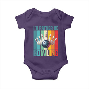 Funny Bowling Quote Baby Onesie Id Rather Be Bowling Gift TS12 Purple Print Your Wear