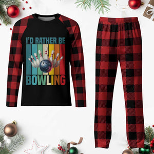Funny Bowling Quote Plaid Pajama Set Id Rather Be Bowling Gift TS12 Buffalo Plaid Print Your Wear