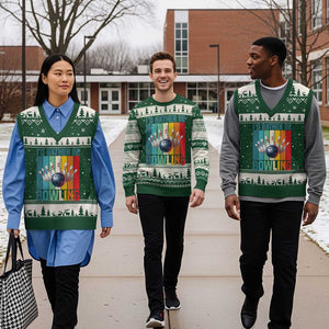 Funny Bowling Quote V-Neck Knit Sweater Vest Id Rather Be Bowling Gift TS12 Forest Green Beige Print Your Wear