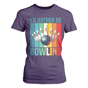Funny Bowling Quote T Shirt For Women Id Rather Be Bowling Gift TS12 Purple Print Your Wear