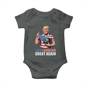 Make Bowling Great Again Baby Onesie Funny Trump Bowling Gift TS12 Dark Heather Print Your Wear