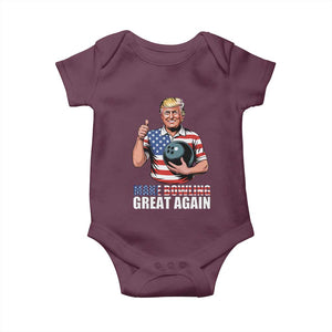 Make Bowling Great Again Baby Onesie Funny Trump Bowling Gift TS12 Maroon Print Your Wear