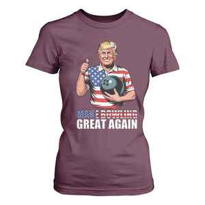 Make Bowling Great Again T Shirt For Women Funny Trump Bowling Gift TS12 Maroon Print Your Wear
