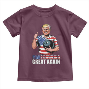 Make Bowling Great Again Toddler T Shirt Funny Trump Bowling Gift TS12 Maroon Print Your Wear