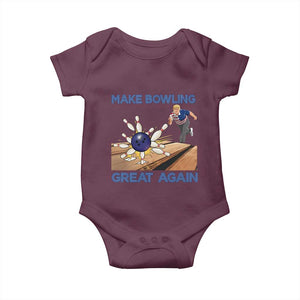 Make Bowling Great Again Baby Onesie Funny Bowler Gift TS12 Maroon Print Your Wear