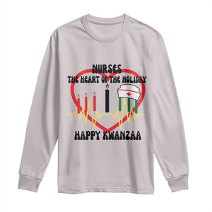 Nurse The Heart Of The Holiday Long Sleeve Shirt Happy Kwanzaa Medical Gift TS12 Ice Gray Print Your Wear