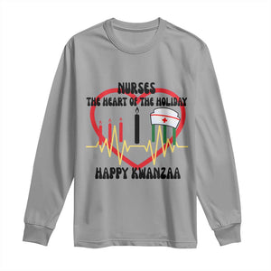 Nurse The Heart Of The Holiday Long Sleeve Shirt Happy Kwanzaa Medical Gift TS12 Sport Gray Print Your Wear
