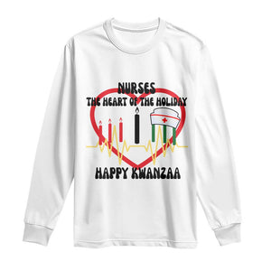 Nurse The Heart Of The Holiday Long Sleeve Shirt Happy Kwanzaa Medical Gift TS12 White Print Your Wear