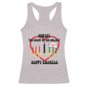 Nurse The Heart Of The Holiday Racerback Tank Top Happy Kwanzaa Medical Gift TS12 Ice Gray Print Your Wear