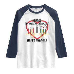 Nurse The Heart Of The Holiday Raglan Shirt Happy Kwanzaa Medical Gift TS12 White Navy Print Your Wear