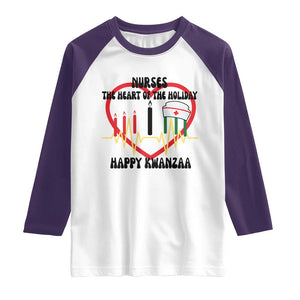 Nurse The Heart Of The Holiday Raglan Shirt Happy Kwanzaa Medical Gift TS12 White Purple Print Your Wear