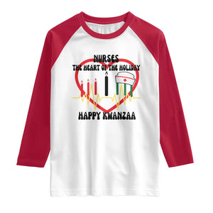 Nurse The Heart Of The Holiday Raglan Shirt Happy Kwanzaa Medical Gift TS12 White Red Print Your Wear