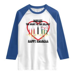Nurse The Heart Of The Holiday Raglan Shirt Happy Kwanzaa Medical Gift TS12 White Royal Print Your Wear