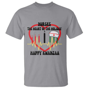 Nurse The Heart Of The Holiday T Shirt Happy Kwanzaa Medical Gift TS12 Sport Gray Print Your Wear