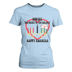 Nurse The Heart Of The Holiday T Shirt For Women Happy Kwanzaa Medical Gift TS12 Light Blue Print Your Wear