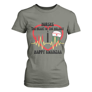 Nurse The Heart Of The Holiday T Shirt For Women Happy Kwanzaa Medical Gift TS12 Military Green Print Your Wear
