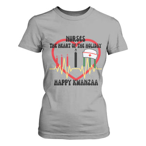 Nurse The Heart Of The Holiday T Shirt For Women Happy Kwanzaa Medical Gift TS12 Sport Gray Print Your Wear