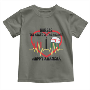 Nurse The Heart Of The Holiday Toddler T Shirt Happy Kwanzaa Medical Gift TS12 Military Green Print Your Wear