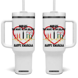Nurse The Heart Of The Holiday Tumbler With Handle Happy Kwanzaa Medical Gift TS12 One Size: 40 oz White Print Your Wear