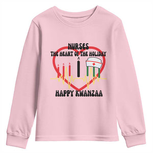 Nurse The Heart Of The Holiday Youth Sweatshirt Happy Kwanzaa Medical Gift TS12 Light Pink Print Your Wear