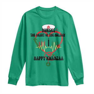 Nurses The Heart Of The Holiday Long Sleeve Shirt Kwanzaa Celebration Gift TS12 Irish Green Print Your Wear