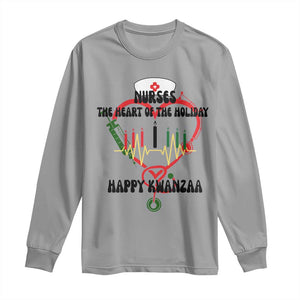 Nurses The Heart Of The Holiday Long Sleeve Shirt Kwanzaa Celebration Gift TS12 Sport Gray Print Your Wear