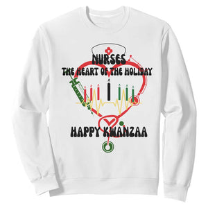 Nurses The Heart Of The Holiday Sweatshirt Kwanzaa Celebration Gift TS12 White Print Your Wear