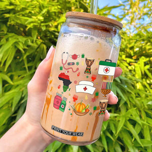 Happy Kwanzaa Nurse Pride Glass Can African Culture Holiday Gift - Print Your Wear