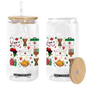 Happy Kwanzaa Nurse Pride Glass Can African Culture Holiday Gift - Print Your Wear