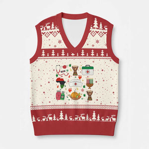 Happy Kwanzaa Nurse Pride V-Neck Knit Sweater Vest African Culture Holiday Gift - Print Your Wear