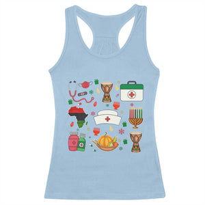 Happy Kwanzaa Nurse Pride Racerback Tank Top African Culture Holiday Gift TS12 Light Blue Print Your Wear