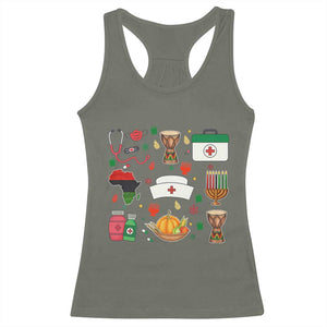 Happy Kwanzaa Nurse Pride Racerback Tank Top African Culture Holiday Gift TS12 Military Green Print Your Wear